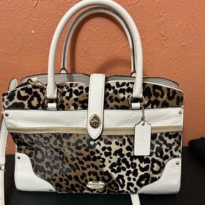Coach Mercer 30 - custom Leopard Print Satchel with crossbody strap